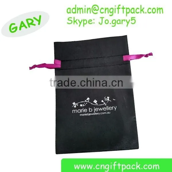 10x15cm Black Satin Drawstring Jewelry Bag
