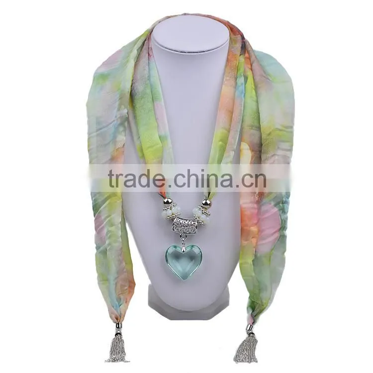 2016 Spring women new design jeweled scarf with pendant