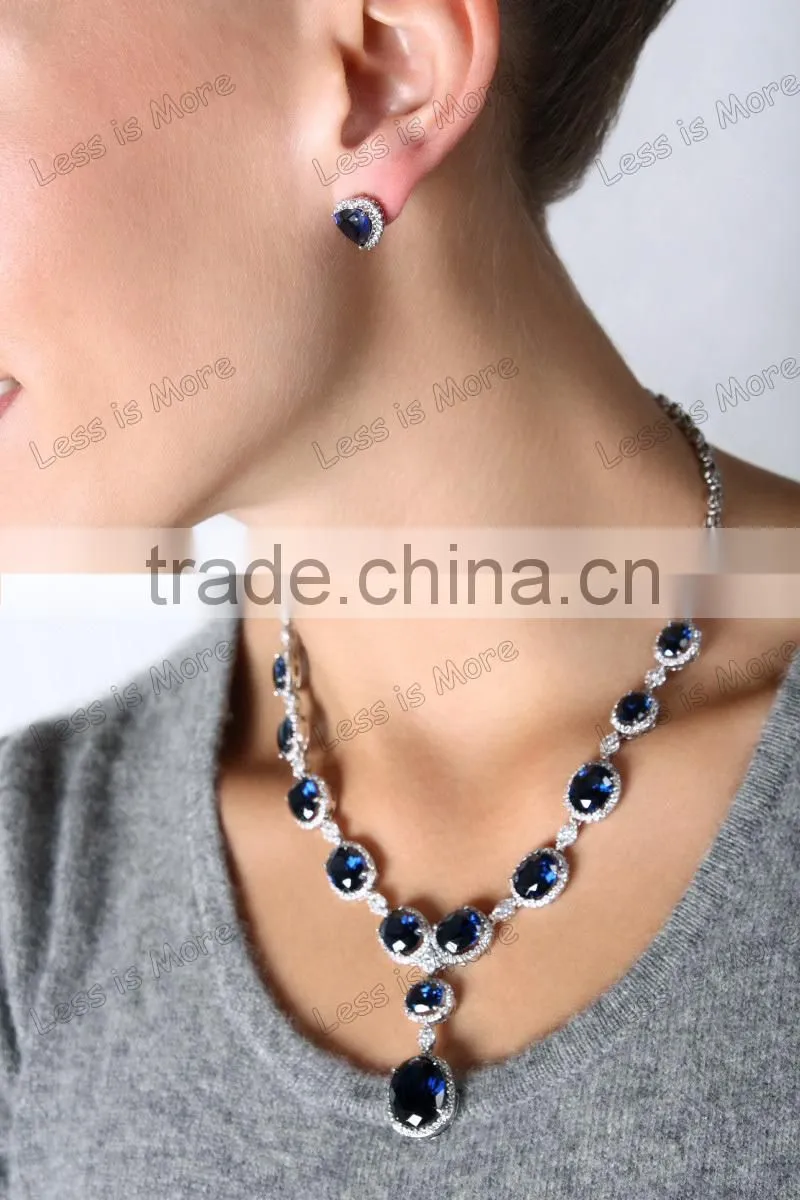 Jewelry set Comparable to Titanic: Heart of the Ocean Blue CZ Stud Earrings