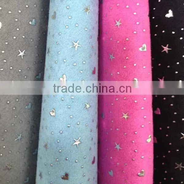 embossed stars design suede leather wholesale faux leather fabric from wenzhou shoes