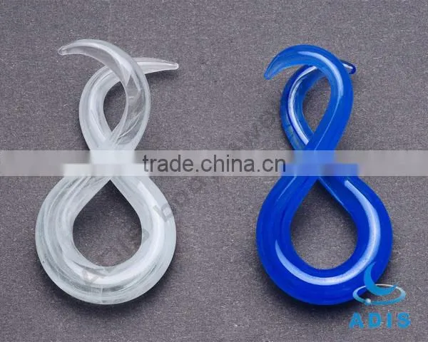 Light blue "8" shaped glass ear stretcher plug body jewelry glass piercing