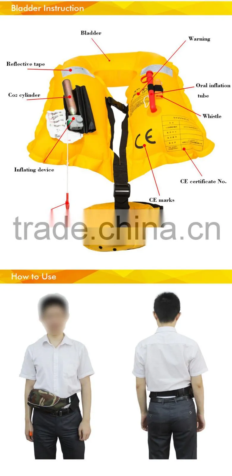 fashional safety men&women automatic inflatable life jacket