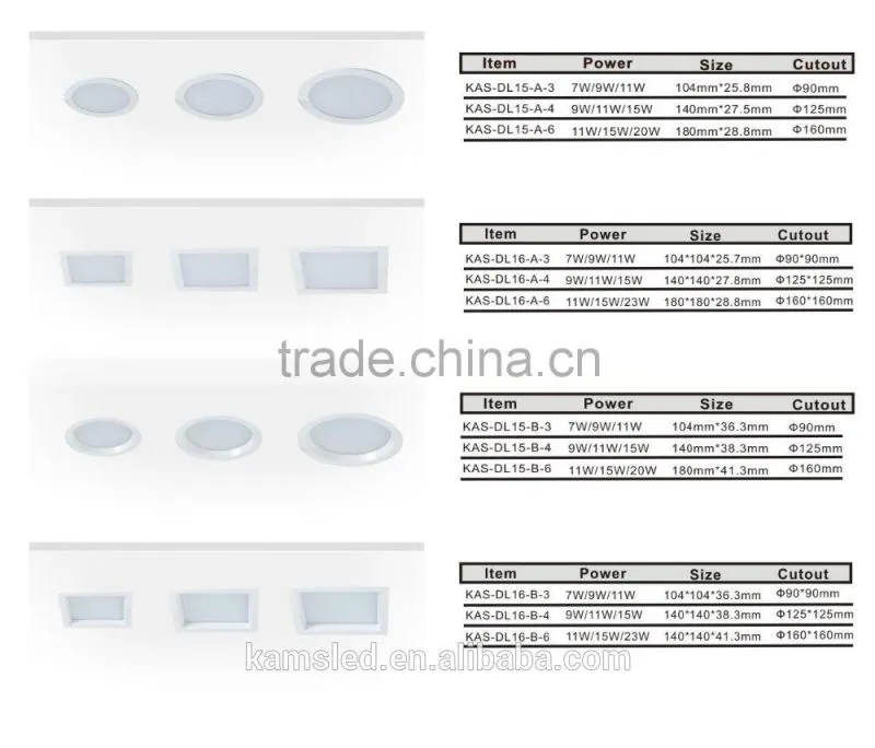 LED lighting SMD 3W 5W 7W 9W 12W 15W aluminum led downlight 3W