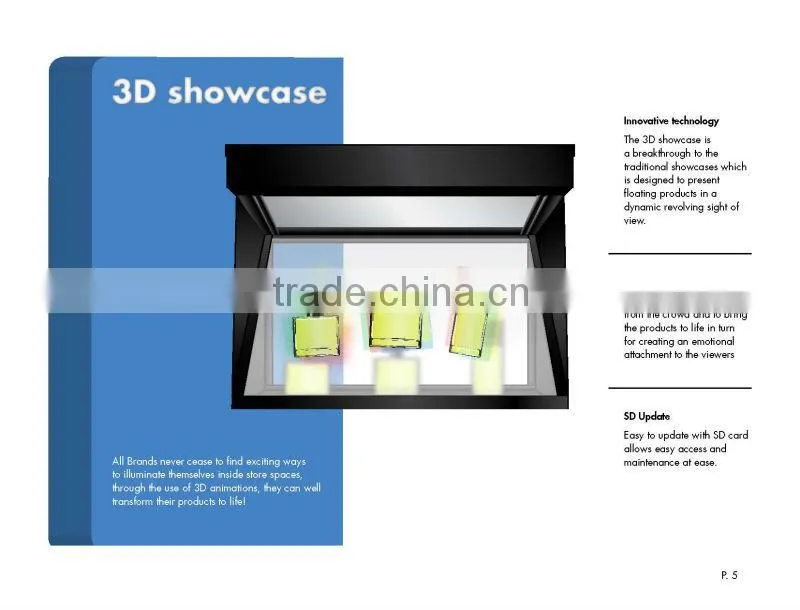 3D showcase holographic displayer showcase for trade show