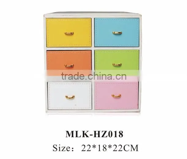 Wonderful color leather makeup box with 6 drawers