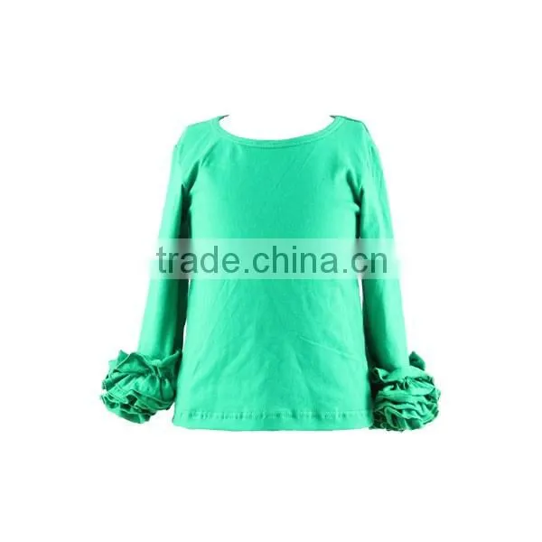 Knitted baby cloth fall shirt blank clothing coral ruffle shirt cotton kids top wholesale icing ruffle shirt girls icing shirts