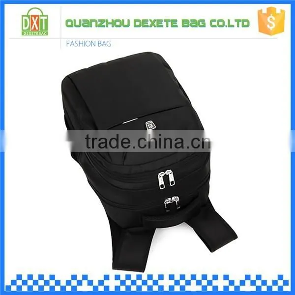 High capacity black trendy ergonomic polyester backpack for men