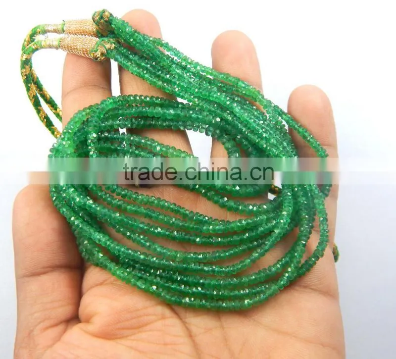 Natural Zambian emerald beads 4 strand necklace gift for love
