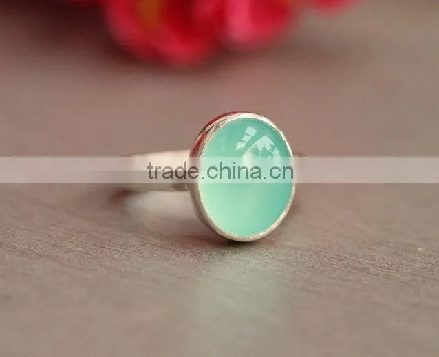 Natural Apple green chalcedony ring 92.5 sterling silver jewellery