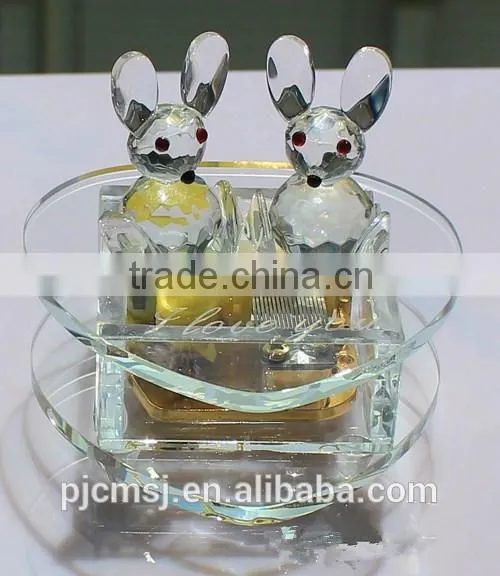 crystal animal music box for home decoration gift