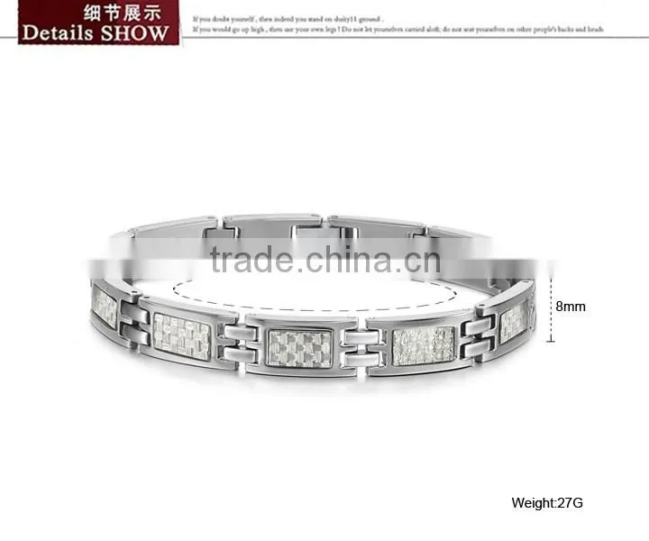 KSTONE 316L Stainless Steel Heath magnetic silve carbon fiber bracelet for Couple