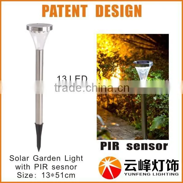 high lumen 13 LED stainless steel solar wall light PIR