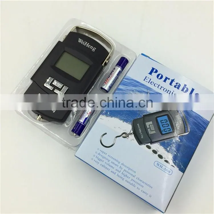 50kg double precision black electronic luggage scale belt/hook blue backlight lcd