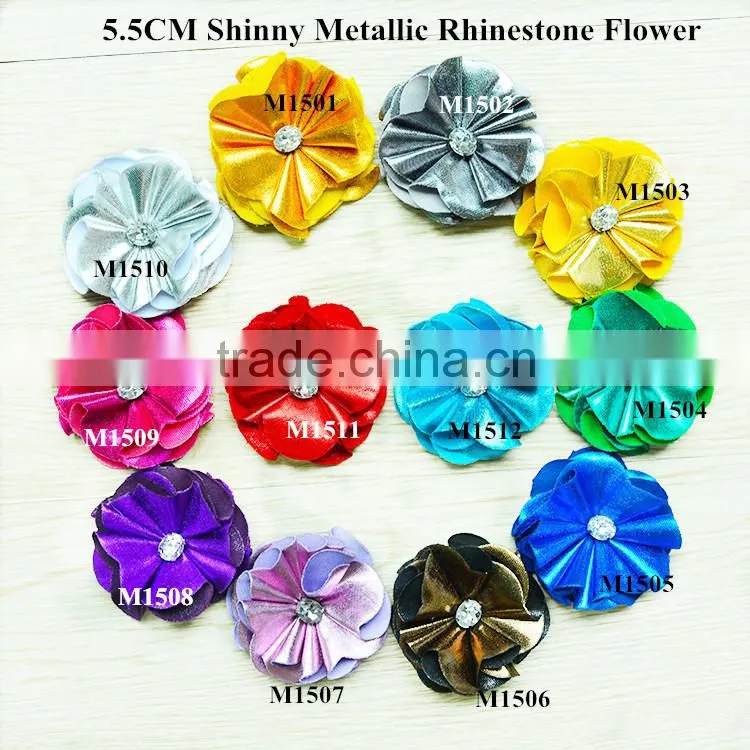 Red Green White Christmas DIY Kit Party Headband Kit -layer satin flower with rhinestone plus crochet elastic headband