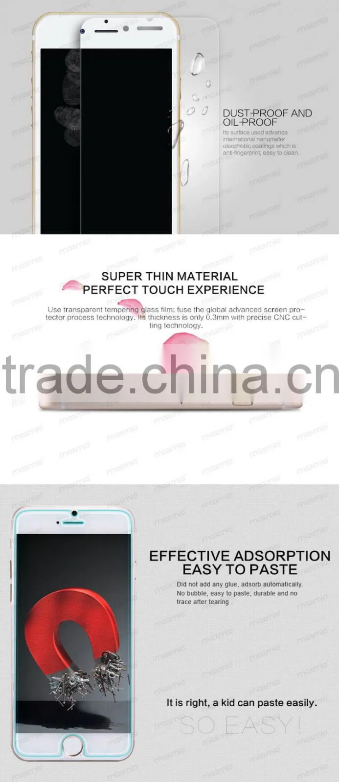 Factory Price !! 9H Anti-Scratch Oleophobic Coating waterproof tempered glass film for iPhone 6 7