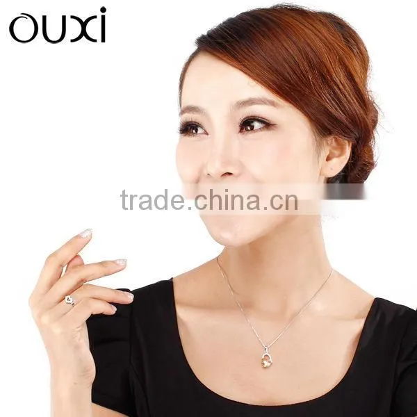 OUXI 2015 summer Fashion 18k rhodium plated ring Y70048