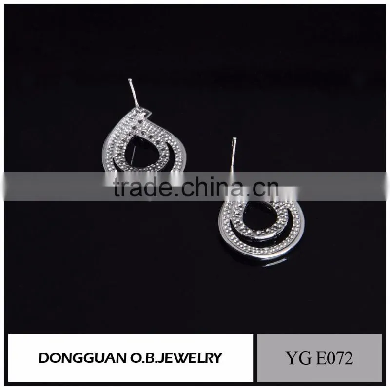 Top Quality Wedding Jewelry Real Silver Plating Diamond Stud Earring For Women