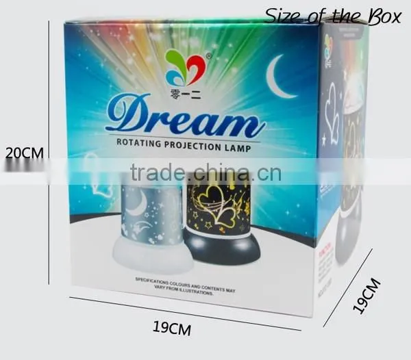 Hot selling New Year Gift Rotating Projection Light LED Change colors Projector Night Light with 4 pcs Batteries or USB Line