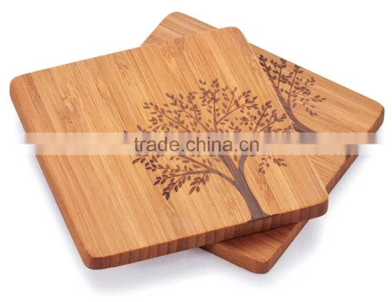 Bambu Coasters with Tree Motif, Set of 4