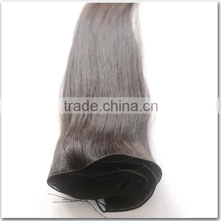 100% mongolian hair human hair weaving, top quality hand tied weft