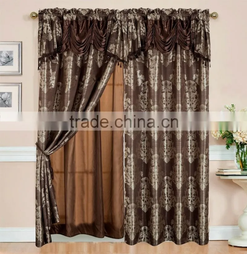 2 layers bedroom curtain Fringe Jacquard Curtain In Luxury Valance With Back