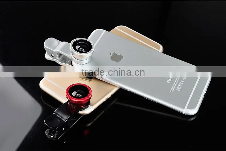 2015 Factory-direct price Universal clip 3 in 1 lens for mobile phone fisheye lens, wide angle lens, micro lens.