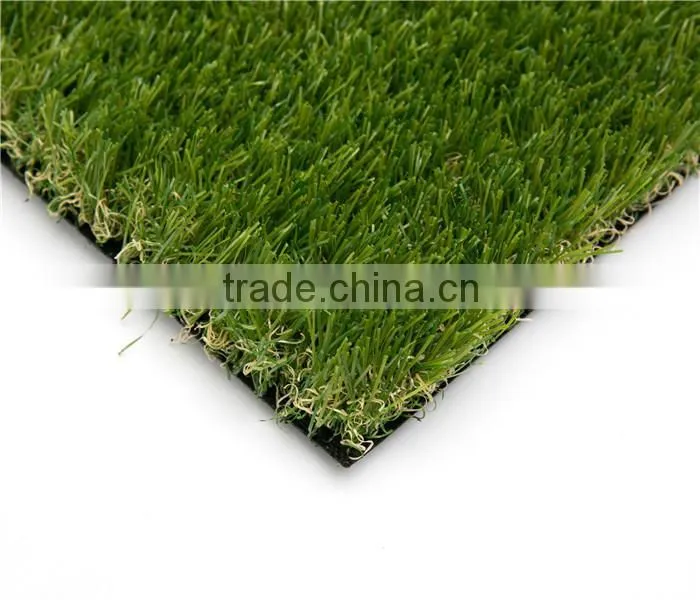 Chinese factory landscape artificial grass with straight and curled yarn