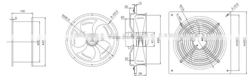 350 mm electric fan motor construction for heat pump