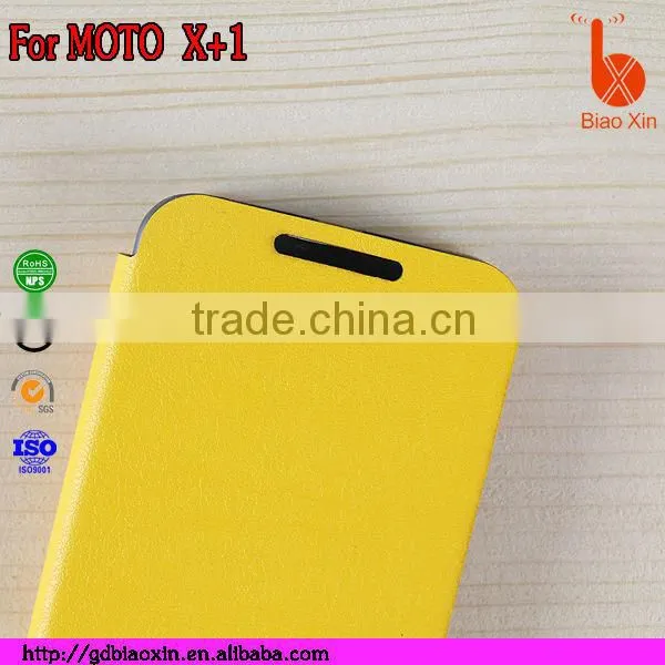 Yellow Hot pressing Leather wallet slot style moile phone case cover for motorola x