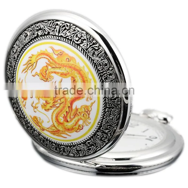 Classic White Dial Necklace Chain Quartz Analog Pocket Watch