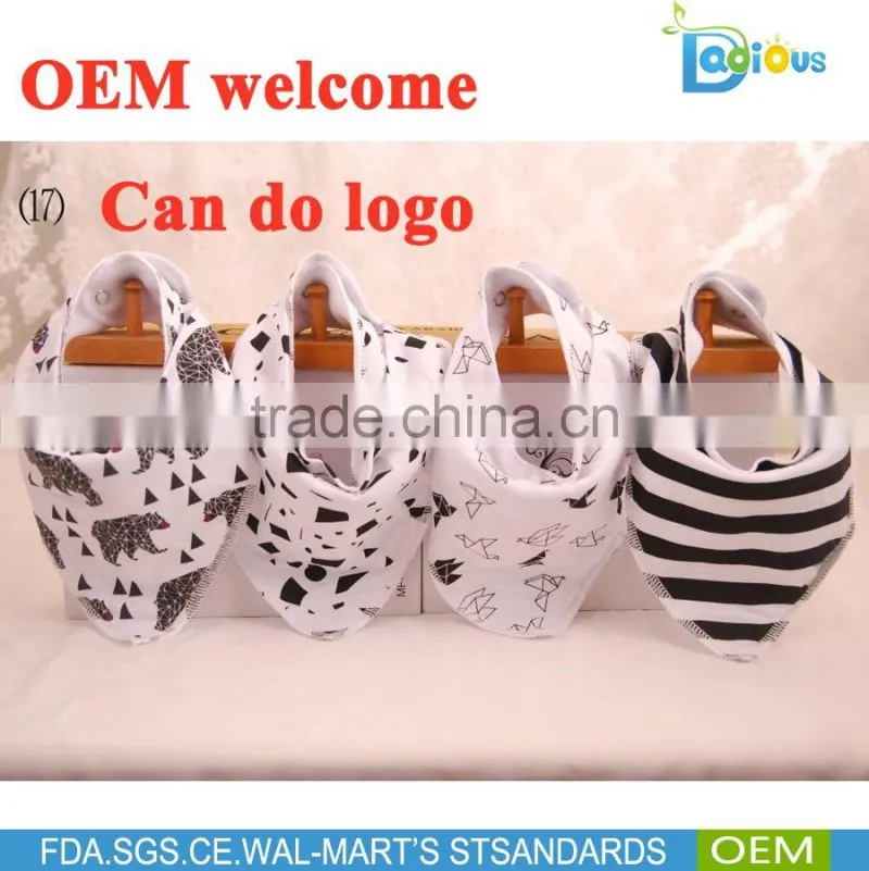 Custom Design Organic Cotton Baby Bandana Bibs with Low MOQ