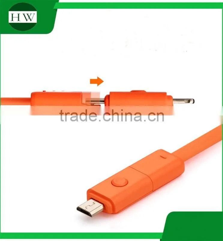 universal 360 degree rotation rotating double plug multiple choice fast for two charger 2 in 1 usb data cable for iphone Android