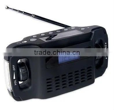 Solar digital hand-cranked radios