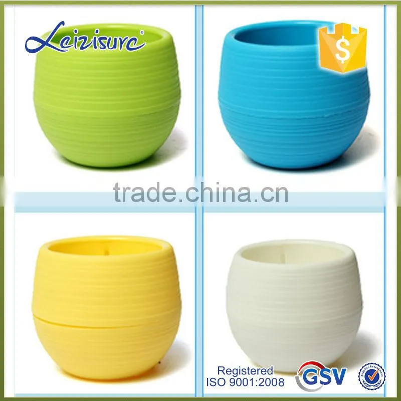 self watering coloured round cute flower pots