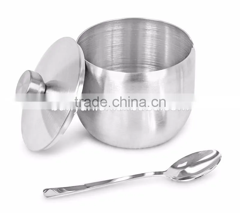 Stainless Steel Condiment Set Seasoning Containers with Stand and Spoons