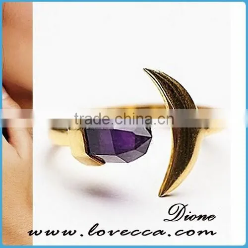 2016 New Popular fashion synthetic stone gold ring
