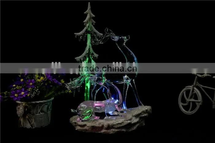 Clear standing and crouching deer and tree with LED Light for 2015