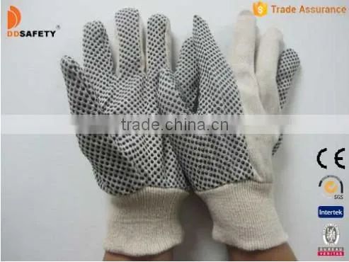 DDSAFETY 2017 White Polka Dot Gloves Cotton Working Glove Canvas Gloves