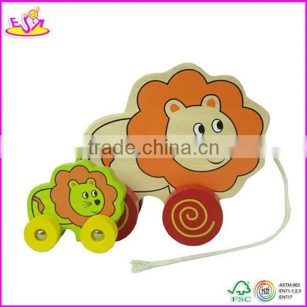 2016 new design push back car toy,cute and lovely wooden animal toy,most fashion pull and push toy W05B068