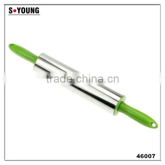 46018 silicone dough pastry flour rolling pin with wooden handle