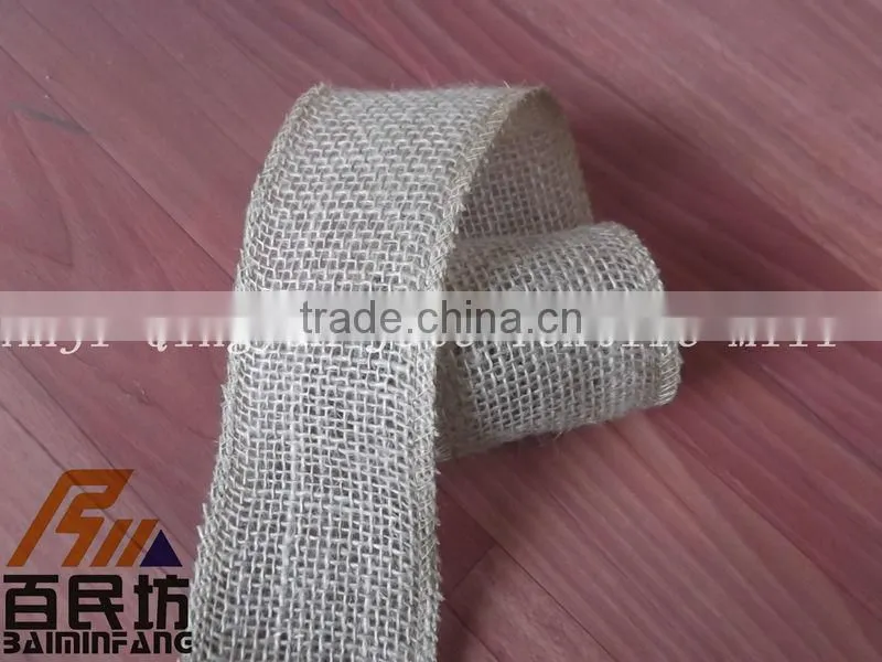 burlap spool with sewn edge 2.5'' wide 5yards long nature color