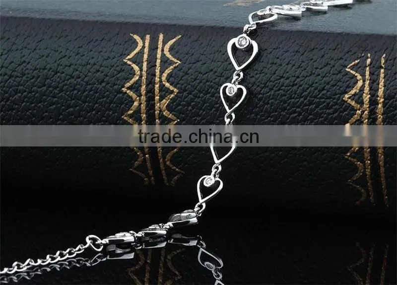 Fashion new design 925 sterling silver heart shape bracelet for Girls