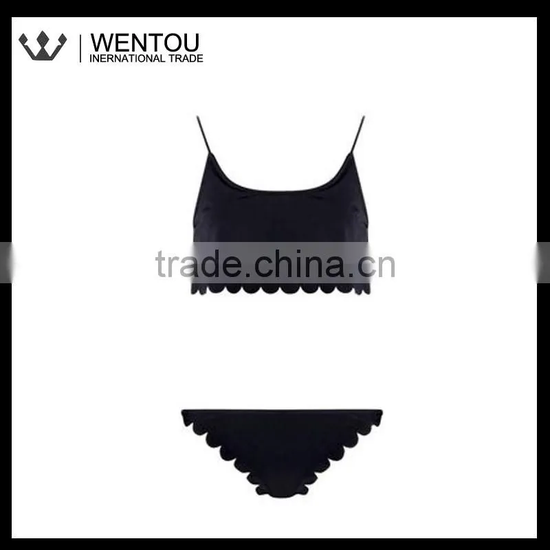 Fashionable Charming Scalloped Bikini