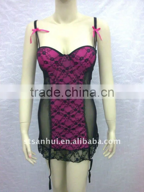 sexy transparent nighty babydoll women camiosole panty set