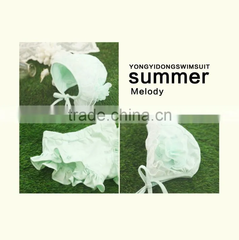 The new children's swimwear girls lace flowers swimwear three-piece swimsuit with swimming cap