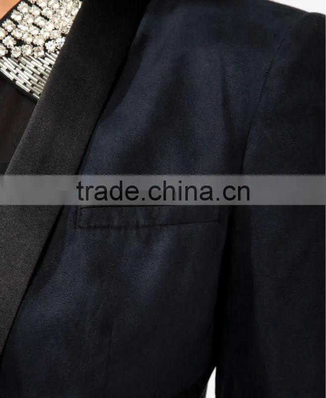 Sueded Contrast Trimmed Blazer