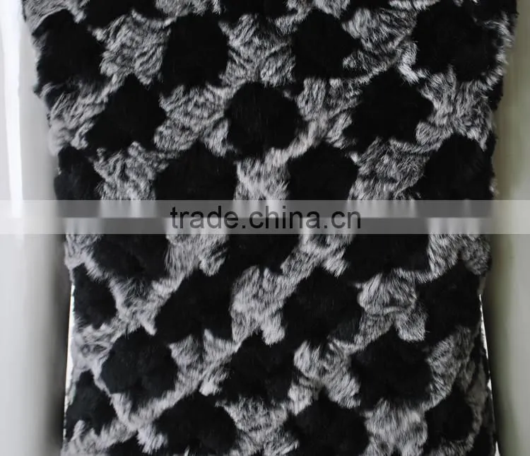 YR285 Knitted Rabbit Fur with Raccoon Collar/Hot Sale New Sytle 2016