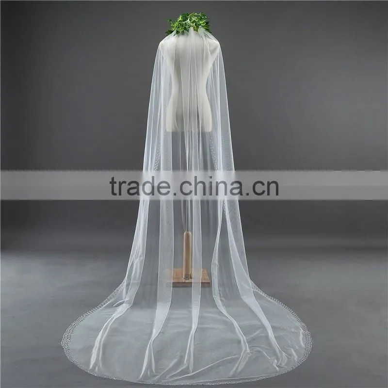 wholesale Wholesale White Wedding Lace long Tulle Bridal Veils 2017 HL07