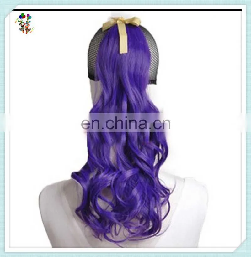Girls Fancy Dress Purple Sexy Long Curly Ponytail Hair Extensions HPC-0157