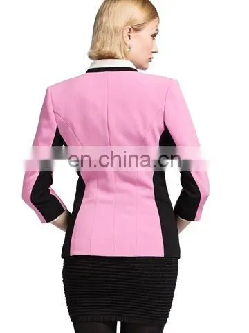 High Quality Women Blazer Formal Blazer ,Color Stitching Female Suit Collar 7 Minutes Of sleeve Cultivate One